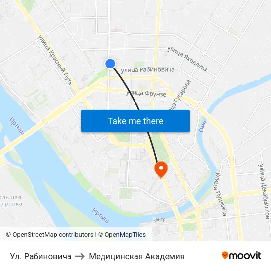 Ул. Рабиновича to Медицинская Академия map