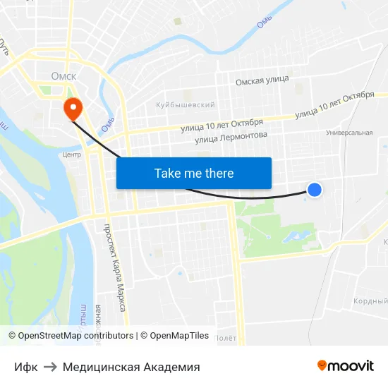 Ифк to Медицинская Академия map