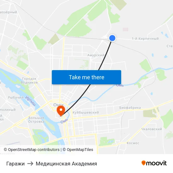 Гаражи to Медицинская Академия map