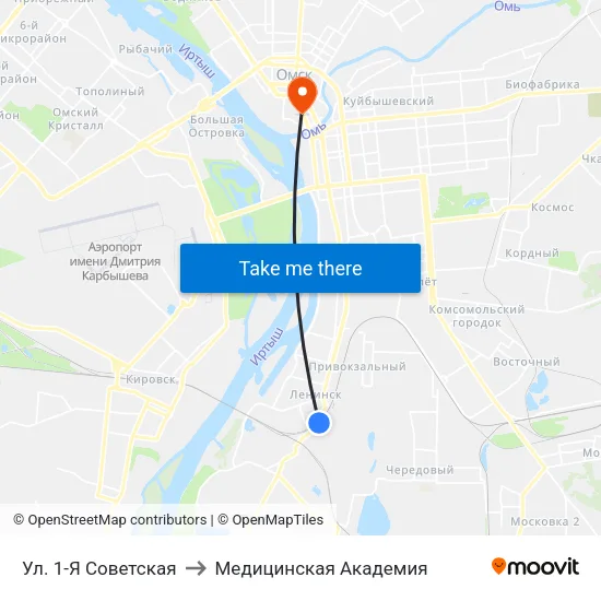 Ул. 1-Я Советская to Медицинская Академия map