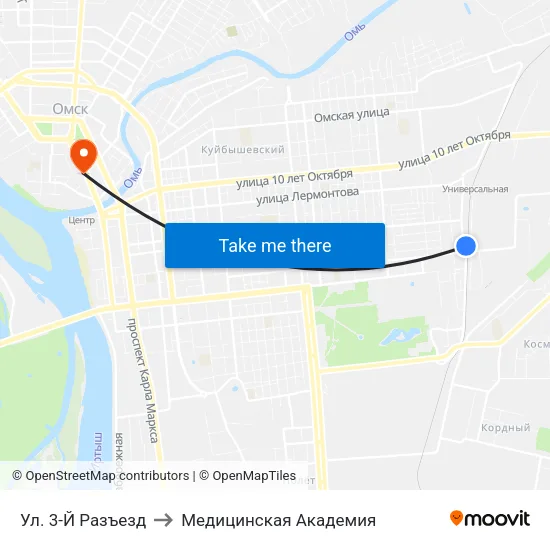 Ул. 3-Й Разъезд to Медицинская Академия map