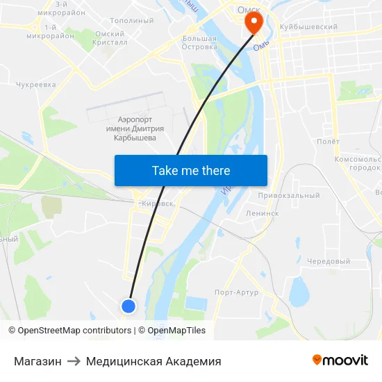 Магазин to Медицинская Академия map