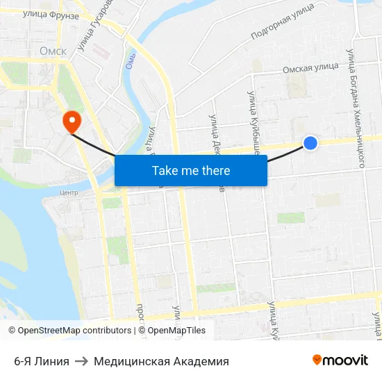 6-Я Линия to Медицинская Академия map
