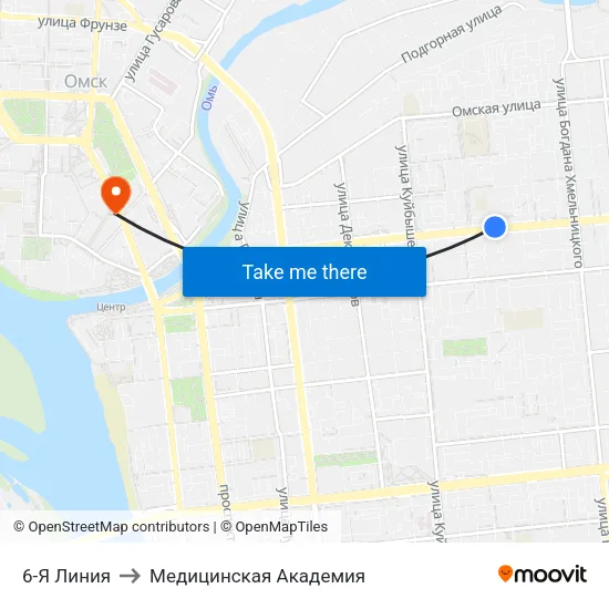 6-Я Линия to Медицинская Академия map