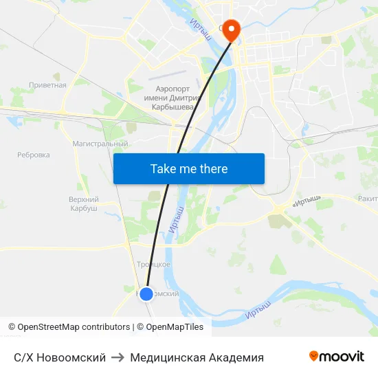 C/Х Новоомский to Медицинская Академия map