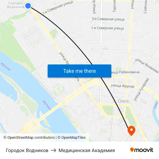 Городок Водников to Медицинская Академия map