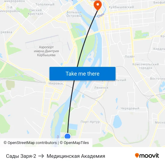 Сады Заря-2 to Медицинская Академия map
