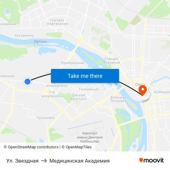 Ул. Звездная to Медицинская Академия map