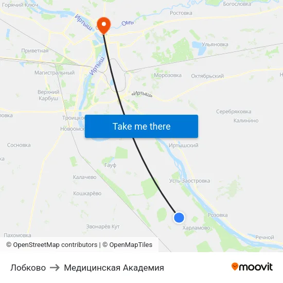 Лобково to Медицинская Академия map