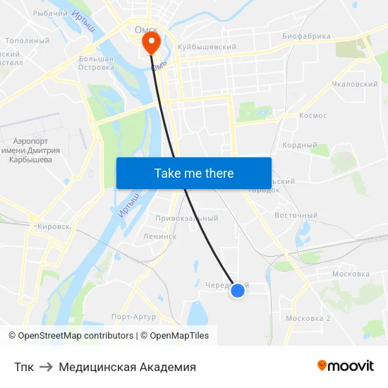 Тпк to Медицинская Академия map
