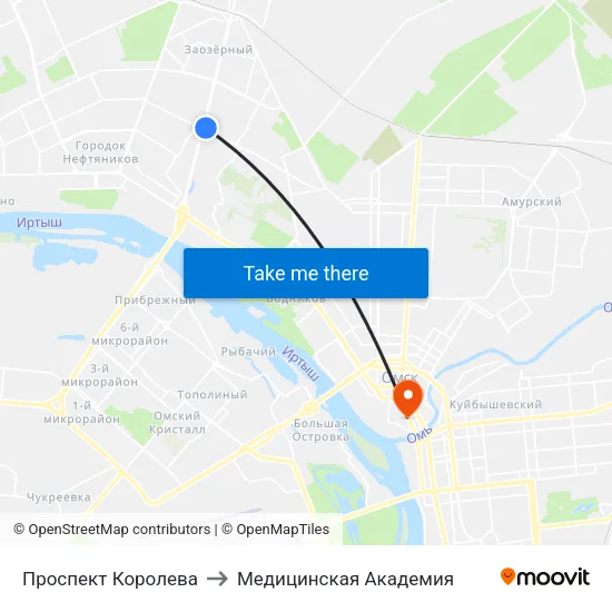 Проспект Королева to Медицинская Академия map