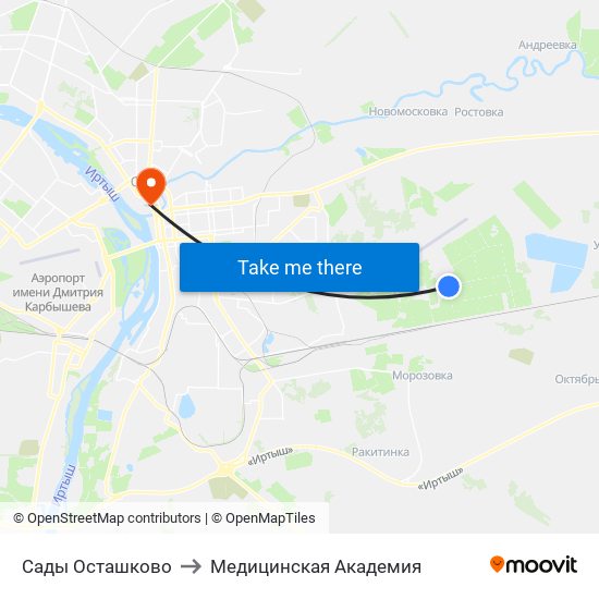 Сады Осташково to Медицинская Академия map