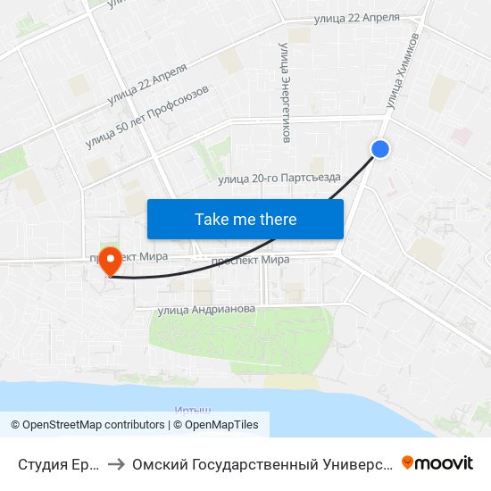 Студия Ермолаевой to Омский Государственный Университет Им. Ф. М. Достоевского map