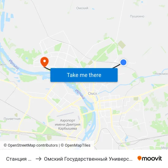 Станция Успешная to Омский Государственный Университет Им. Ф. М. Достоевского map
