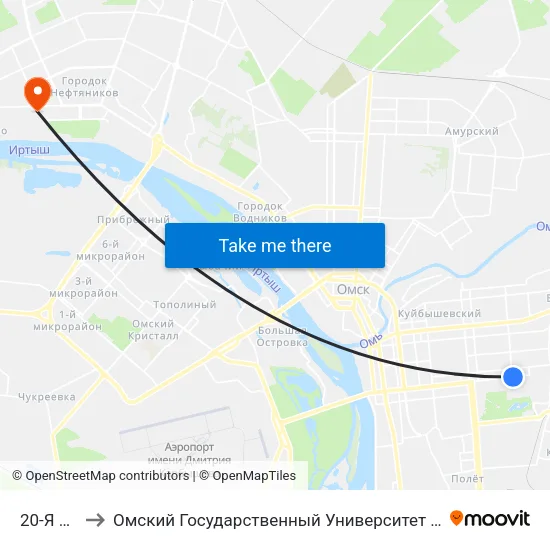 20-Я Линия to Омский Государственный Университет Им. Ф. М. Достоевского map