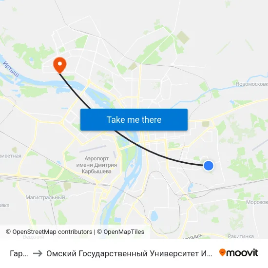 Гаражи to Омский Государственный Университет Им. Ф. М. Достоевского map