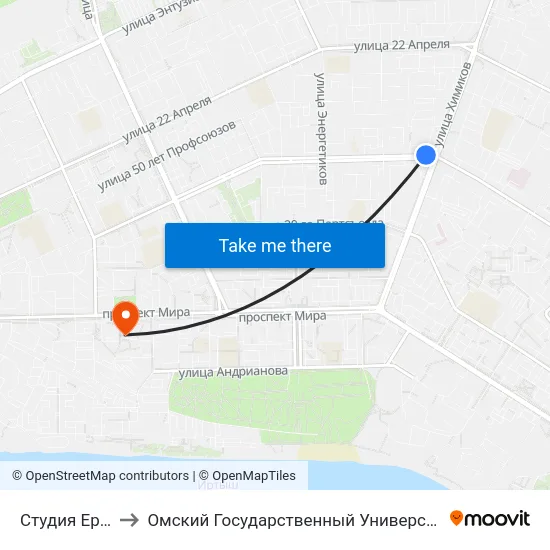 Студия Ермолаевой to Омский Государственный Университет Им. Ф. М. Достоевского map
