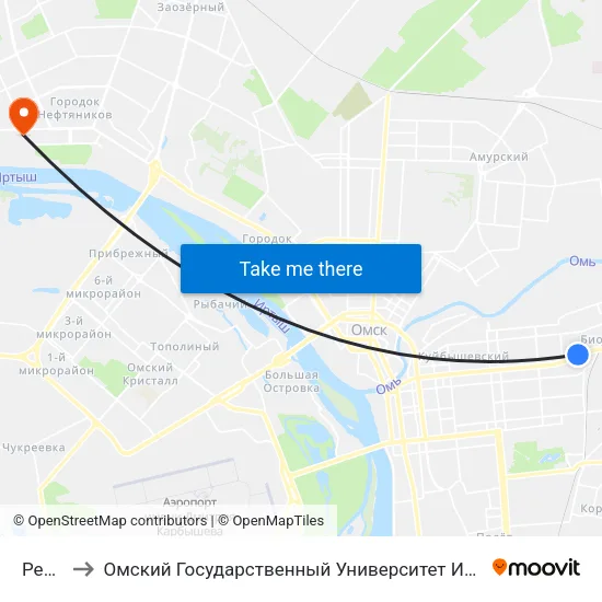 Релеро to Омский Государственный Университет Им. Ф. М. Достоевского map