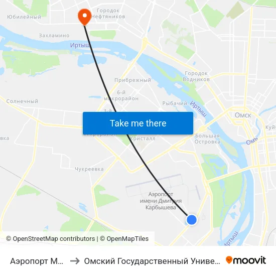 Аэропорт Местных Линий to Омский Государственный Университет Им. Ф. М. Достоевского map