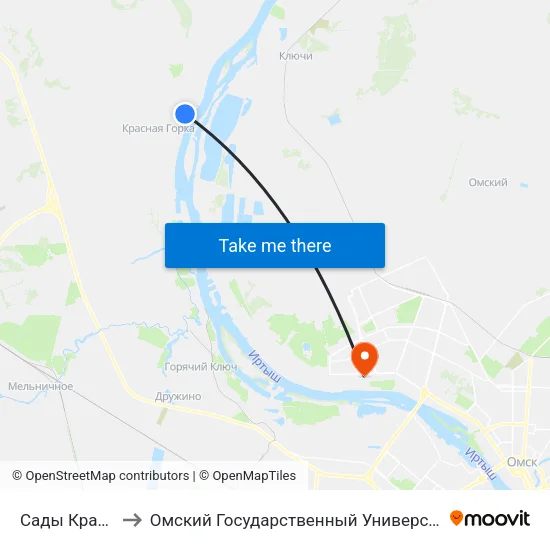 Сады Красная Горка to Омский Государственный Университет Им. Ф. М. Достоевского map