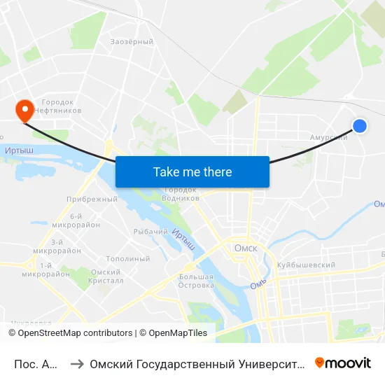 Пос. Амурский to Омский Государственный Университет Им. Ф. М. Достоевского map