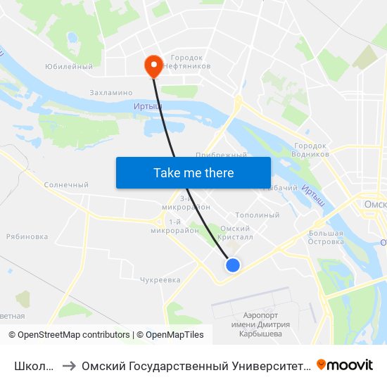 Школа №17 to Омский Государственный Университет Им. Ф. М. Достоевского map
