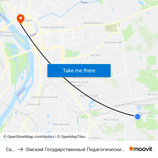 Сады to Омский Государственный Педагогический Университет map