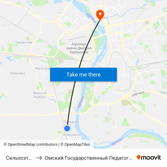 Сельхозтехникум to Омский Государственный Педагогический Университет map
