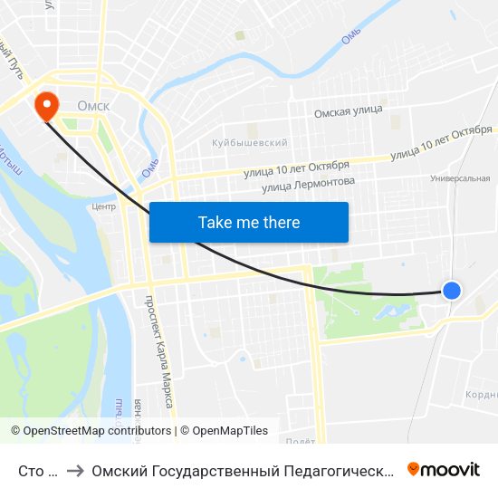 Сто Заз to Омский Государственный Педагогический Университет map