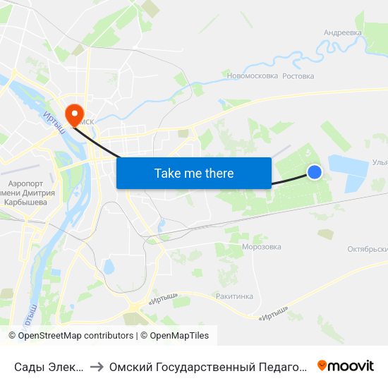 Сады Электромера to Омский Государственный Педагогический Университет map