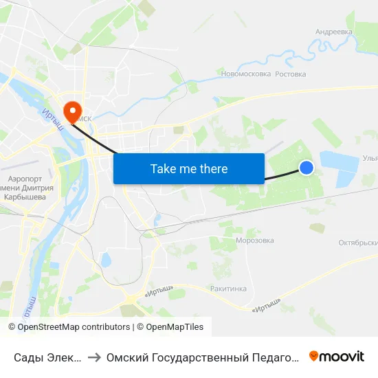 Сады Электромера to Омский Государственный Педагогический Университет map