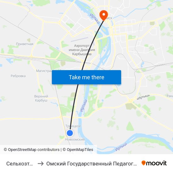 Сельхозтехникум to Омский Государственный Педагогический Университет map