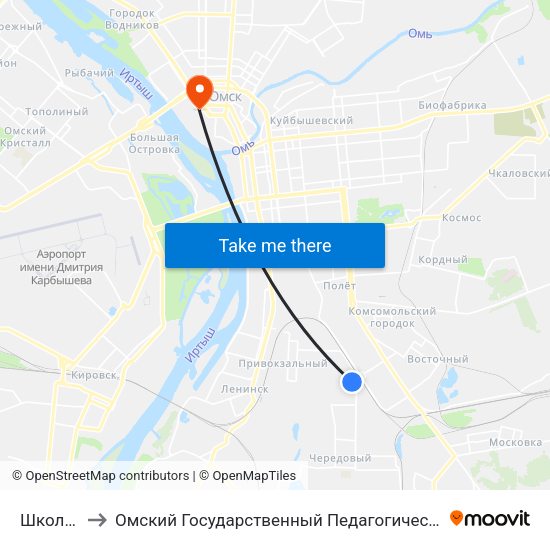 Школьная to Омский Государственный Педагогический Университет map