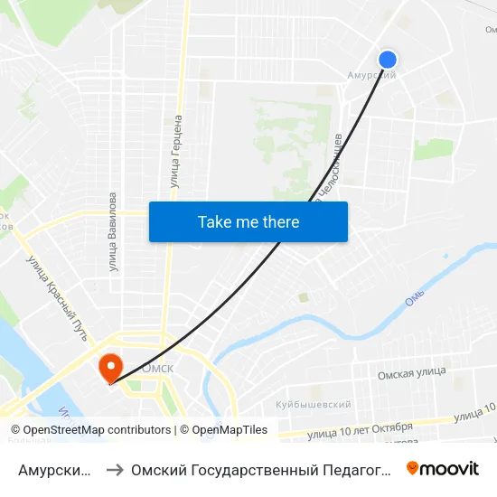 Амурский Рынок to Омский Государственный Педагогический Университет map