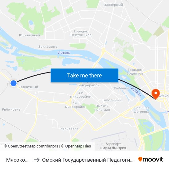 Мясокомбинат to Омский Государственный Педагогический Университет map