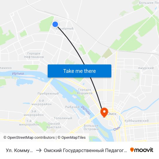 Ул. Коммунальная to Омский Государственный Педагогический Университет map