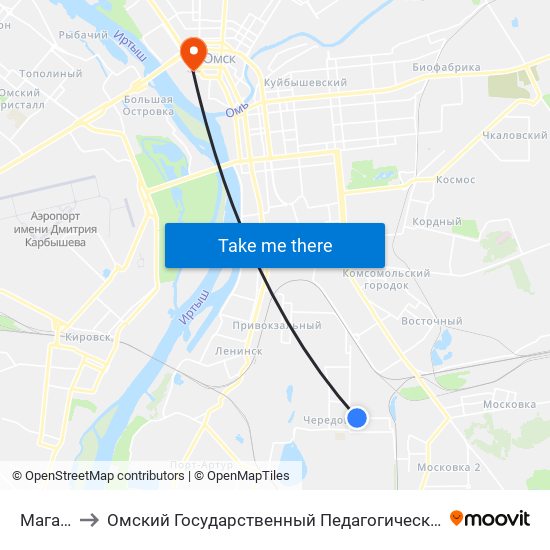 Магазин to Омский Государственный Педагогический Университет map