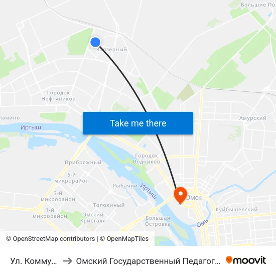 Ул. Коммунальная to Омский Государственный Педагогический Университет map