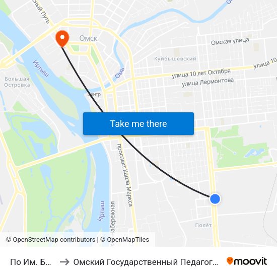 По Им. Баранова to Омский Государственный Педагогический Университет map