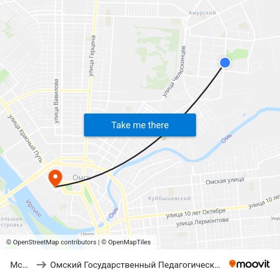 Мсч-11 to Омский Государственный Педагогический Университет map