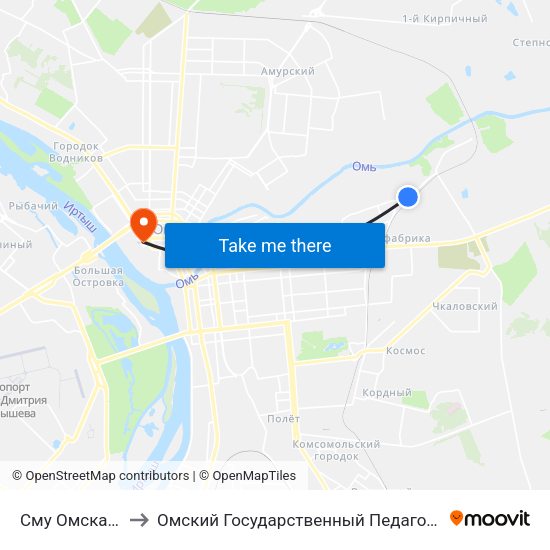 Сму Омскавтотранс to Омский Государственный Педагогический Университет map