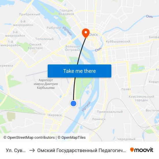 Ул. Суворова to Омский Государственный Педагогический Университет map
