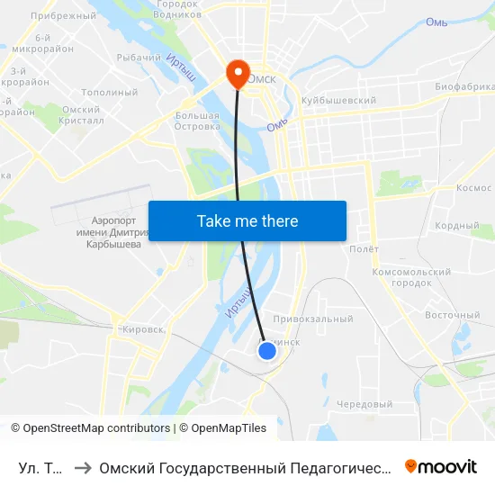 Ул. Труда to Омский Государственный Педагогический Университет map