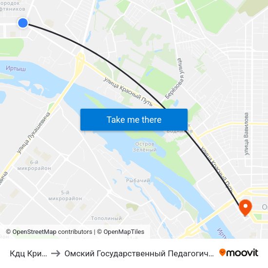 Кдц Кристалл to Омский Государственный Педагогический Университет map