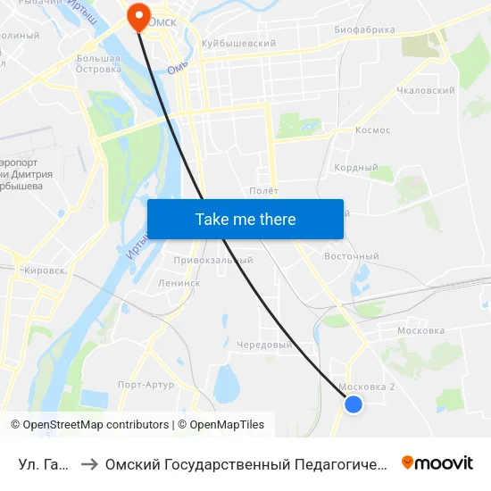 Ул. Гашека to Омский Государственный Педагогический Университет map