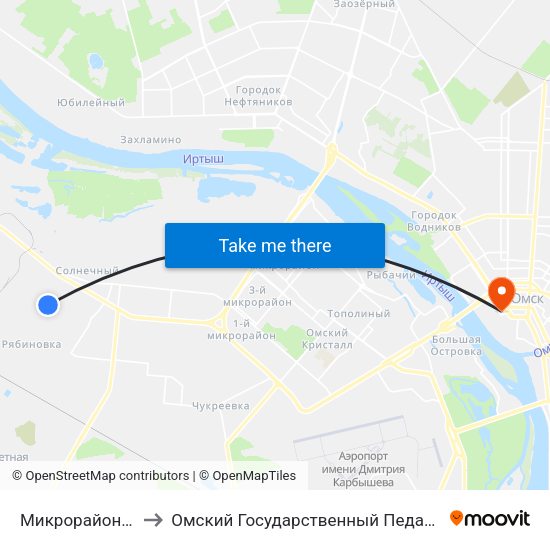 Микрорайон Рябиновка to Омский Государственный Педагогический Университет map