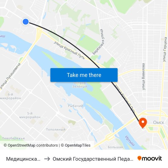 Медицинская Академия to Омский Государственный Педагогический Университет map