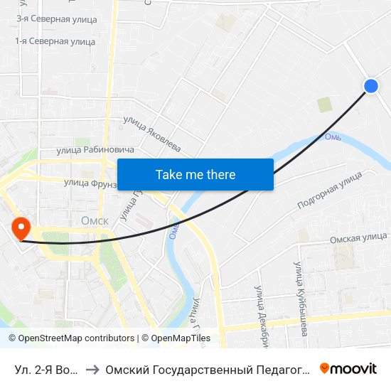 Ул. 2-Я Восточная to Омский Государственный Педагогический Университет map