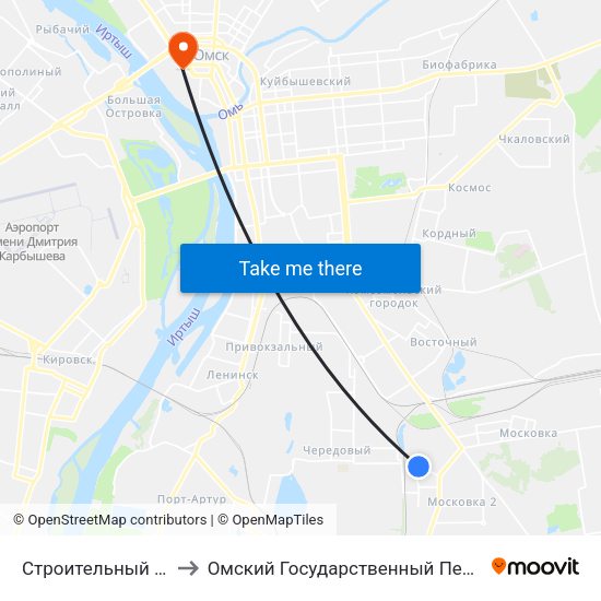 Строительный Рынок Южный to Омский Государственный Педагогический Университет map