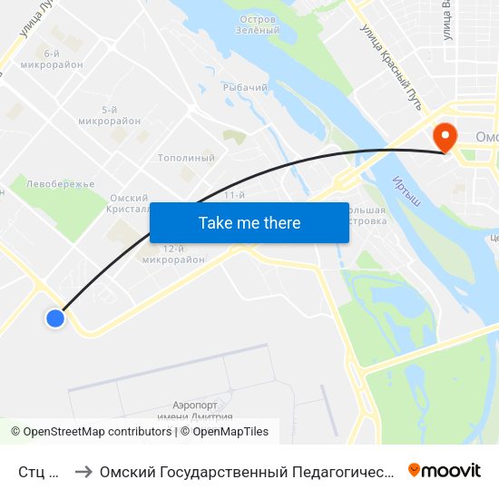 Стц Мега to Омский Государственный Педагогический Университет map